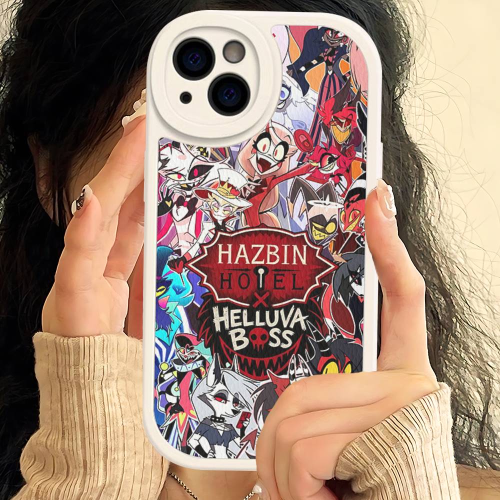 Cartoon H-Helluva Boss Phone Case For IPhone 16 15 14 13 12 11 Pro Max Plus Leather Cover