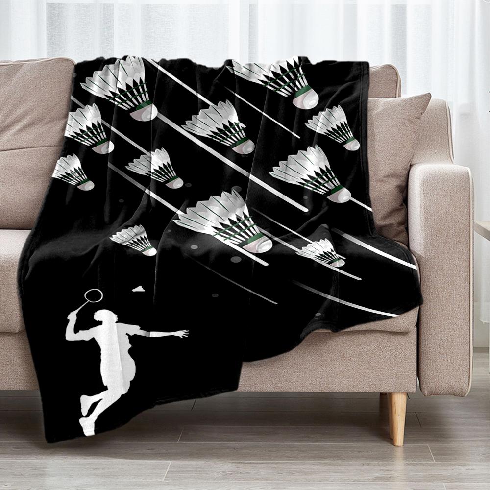 badminton Theme Printed Blanket - Perfect for Couch, Bed, Travel & Outdoor Use | Machine Washable, Cozy & Durable.