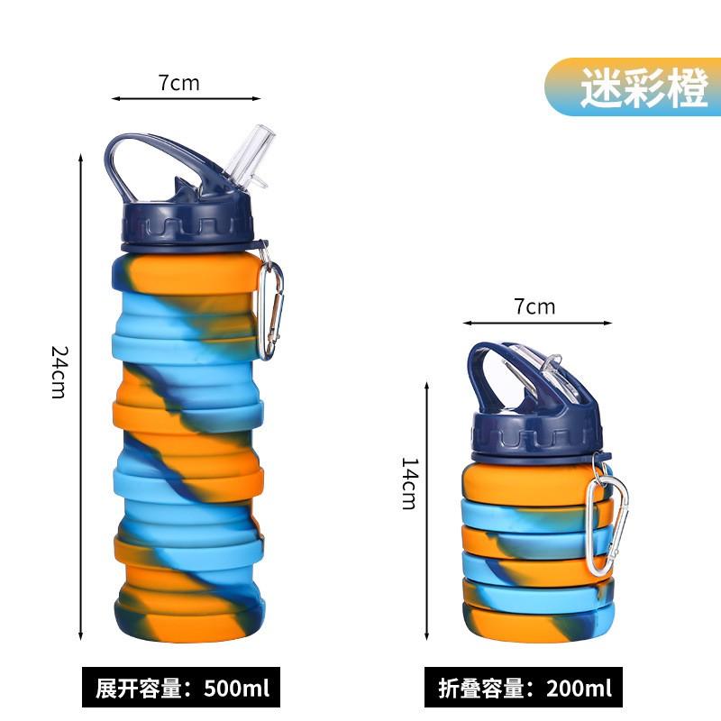 Portable Collapsible Silicone Travel Water Bottle 500ml Hiking Camping Gym Outdoor Sports