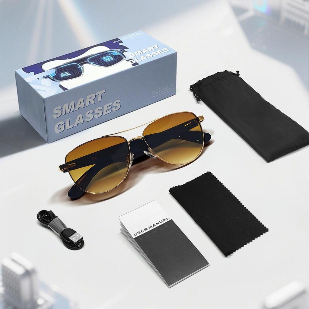 KI Bluetooth Smart Glasses mit automatischer Ein-/Aussch-Funktion, Metall-Federgelenke, Musik- & Anrufsensoren