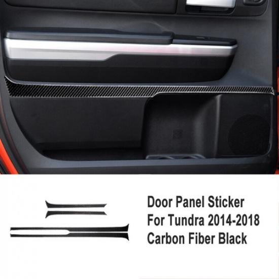 4Pcs Carbon Fiber Inner Door Panel Decor Trim Cover For Toyota Tundra 2014-2018