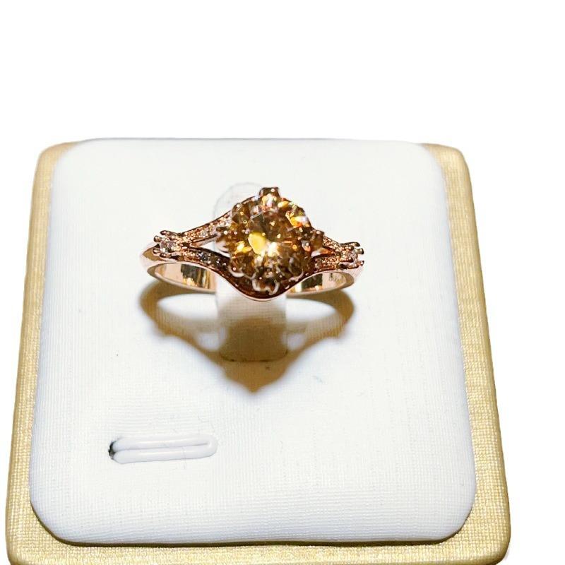Personalized Jewelry European and American Popular Rose Gold Geometric Zircon Ring