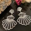 Fan Skirt Earrings Exaggerated Hollow Thin Round Face Temperament Elegant Atmosphere Fairy Earrings