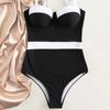 Evropské a americké jednodílné plavky se šněrováním a vycpávkami na prsou - Sexy bikiny styl dámské plážové oblečení