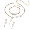 European & American Full Diamond Bridal Jewelry Set: Necklace, Earrings, Bracelet - Luxury Light Claw Chain Banquet Dress Accessories