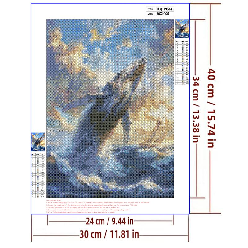5d DIY Diamond Painting Cross Stitch Marine Whales Diamond Embroidery Mosaic Full Round Drill Home Decor