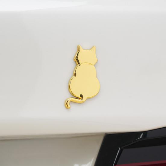 Car Decal Metal Cat 3D Animal Emblem for Scratch Hiding Chrome Finish Zinc Alloy Sticker for Body And Trunk Weatherproof Outdoor Use