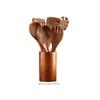 Teak 9-Piece Kitchen Set: Solid Wood Spatula, Spoon, Fork, Non-stick Pan, Acacia Wood Utensils, Long Handle Pot & Vegetable Spatula