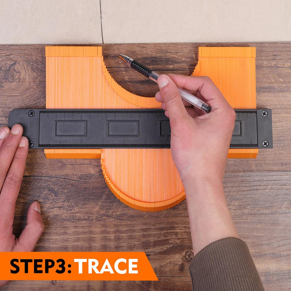 Wood Edge Shaping Profile Gauge Tiling Wood Measure Ruler with Lock 10 Inch