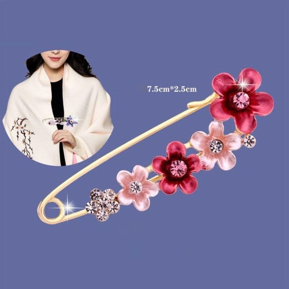Rhinestones Flower Brooch Adjustable Waist Fastening Pins Versatile Brooches  Dress Decoration