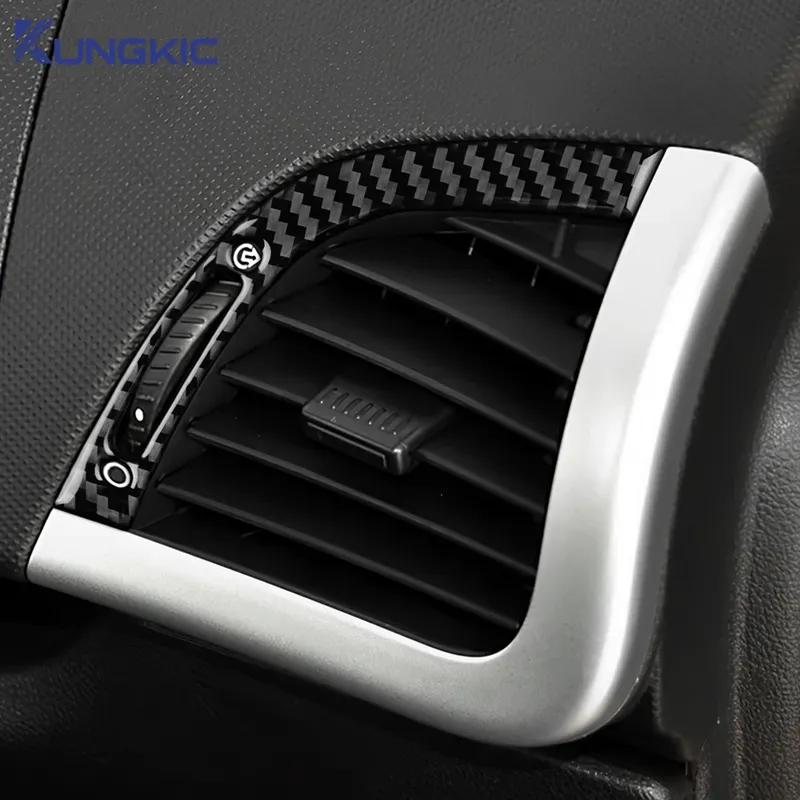 Car Dashboard Air Vent Outlet Interior Trim For Peugeot 206 2009 2010 2011 2012 2013 2014 Real Soft Carbon Fiber Sticker LHD RHD