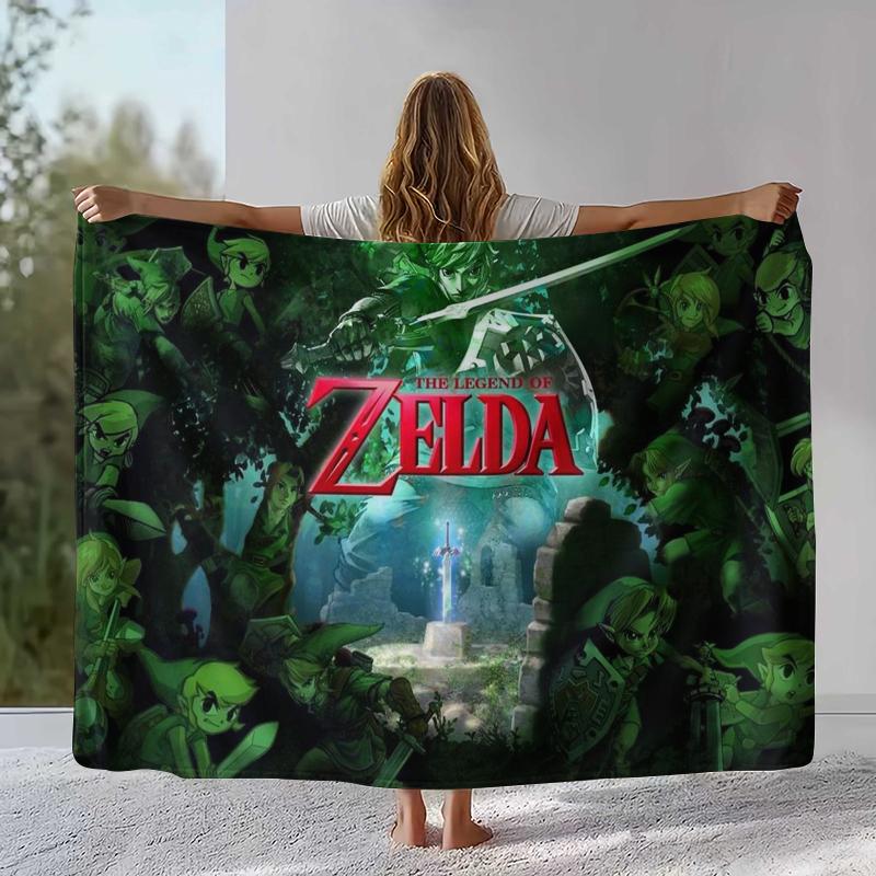 Retro Z-Zelda Cartoon Link Games Flannel Blanket,Ultra Soft Warm Plush Throw for Home Bedroom Bed Sofa Cover Camping Picnic Kid