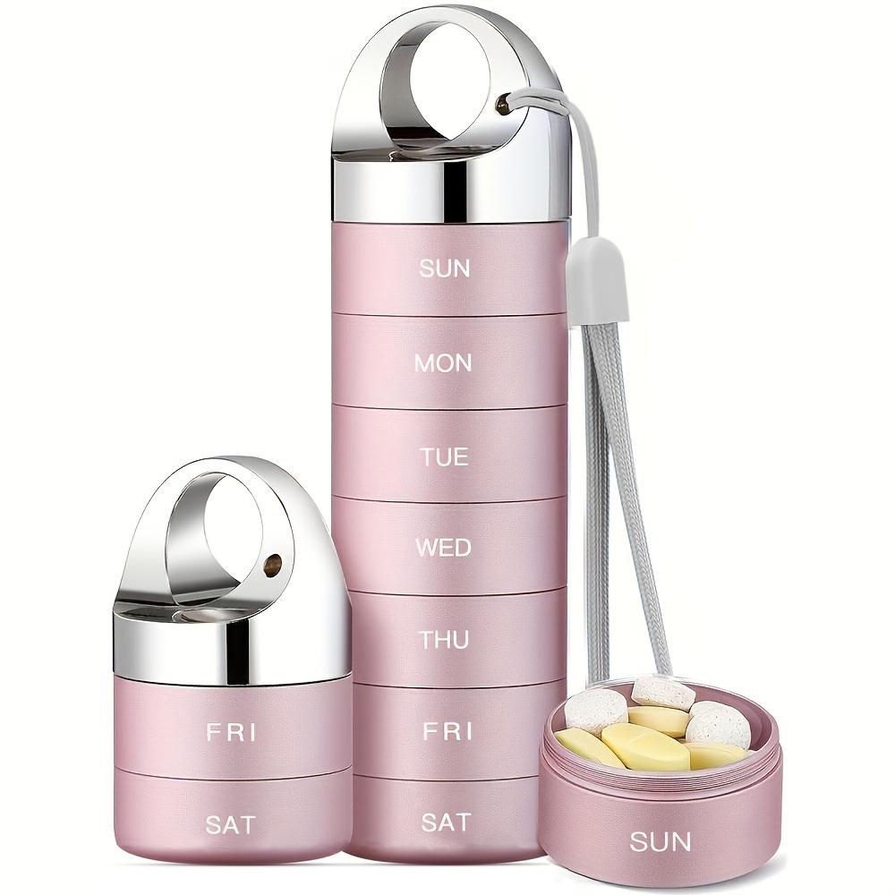 Metal Travel Pill Organizer, Portable Waterproof Weekly Pill Box, Large Aluminum Alloy Container, 7 Day Daily Medicine Organizer
