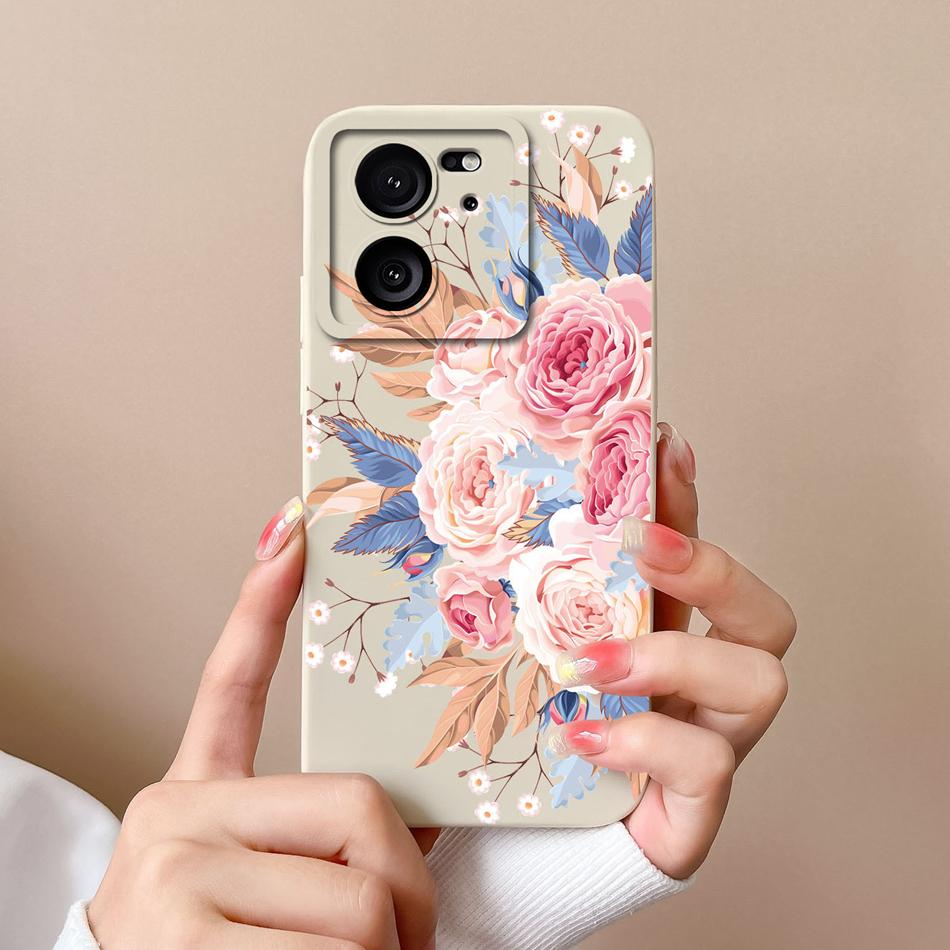 Case For Xiaomi 13T Pro Candy Painted Flowers Phone Cover For Xiaomi 13 T 13TPro Soft Liquid Silicone Shockproof Bumper Coque