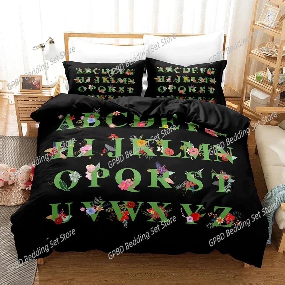 Luxury  New Alphabet Lore Bedding Set Single Twin Double Queen King Cal King Size Bed Linen Set
