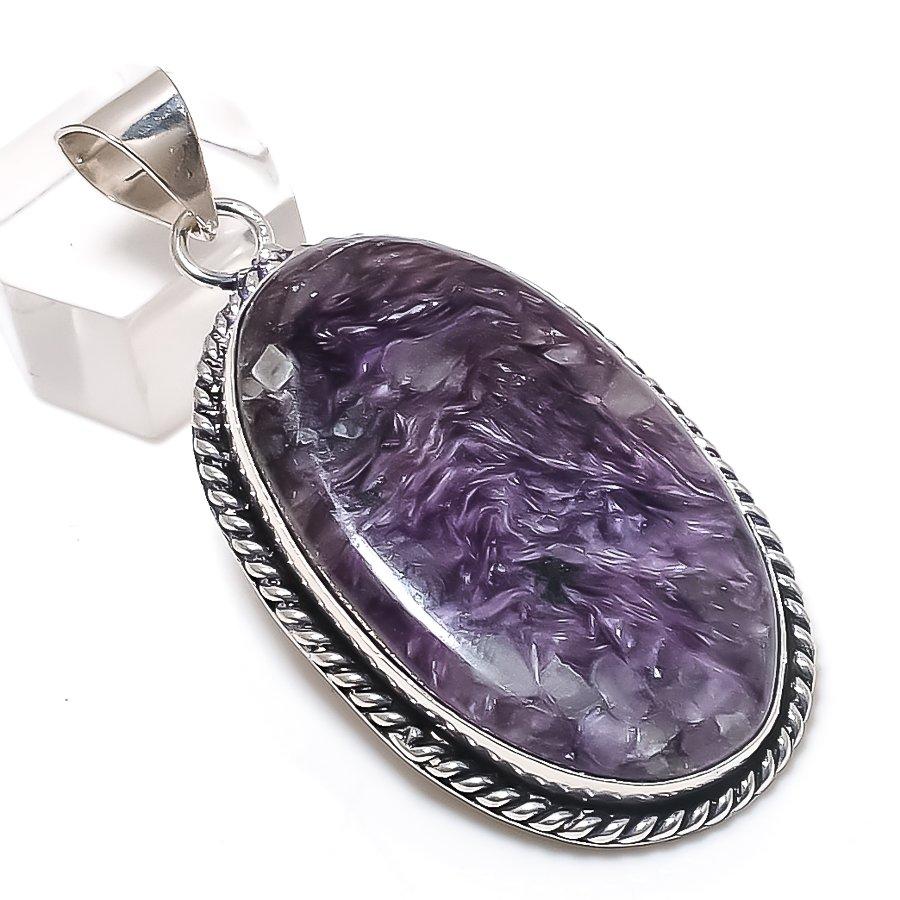 

Русский драгоценный камень чароит, серебряная подвеска 925 пробы 2,44 дюйма