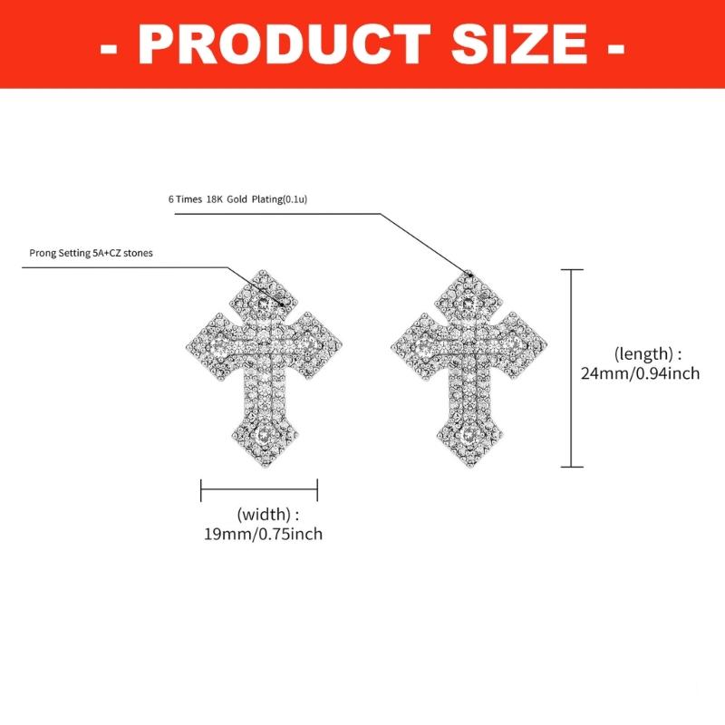 Dainty Crosses Designs Copper Ear Studs Elegant Everyday Jewelry Stylish Rhinestones Crucifix Ear Accessories