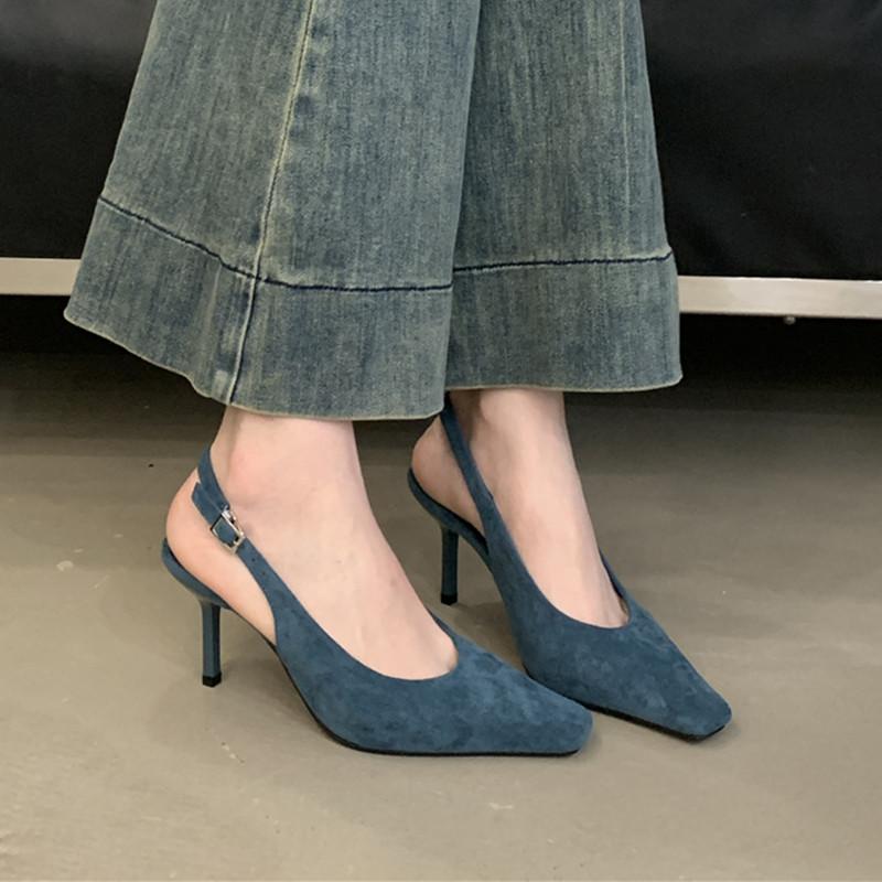 Fashion Bailamos 2025 Autumn Women Sandal Fashion Round Toe Shallow Slip On Ladies Elegant Pumps Shoes Thin High Heel Slingback Shoes