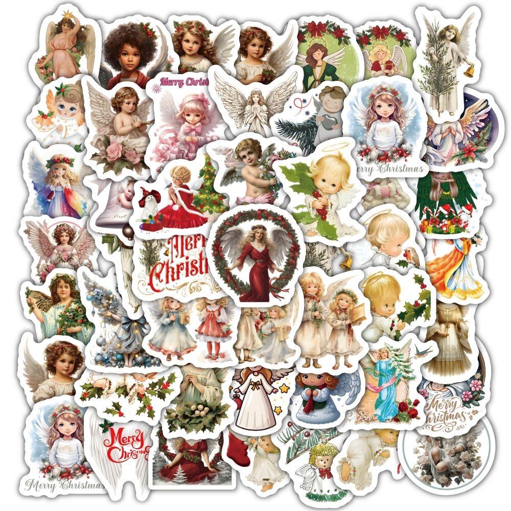 60PCS Cartoon Cute Merry Christmas Jingle Bells Graffiti Stickers for Bicycle Hand Account Pencil Case Decals