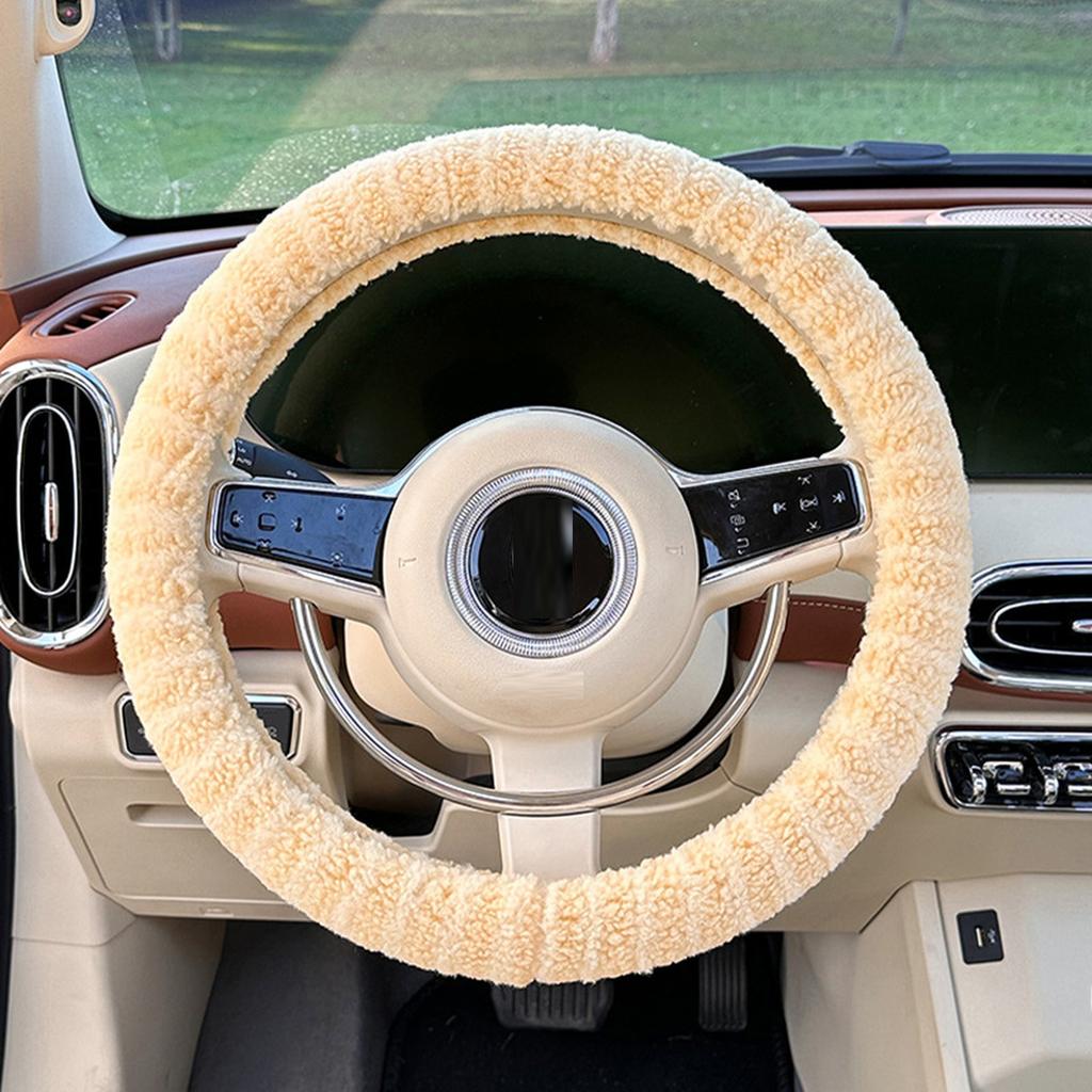 38CM Winter Car Steering Wheel Covers Plush Warm Lint Fashion Cute Product Interior Accessories for Woman Girls Female Driver