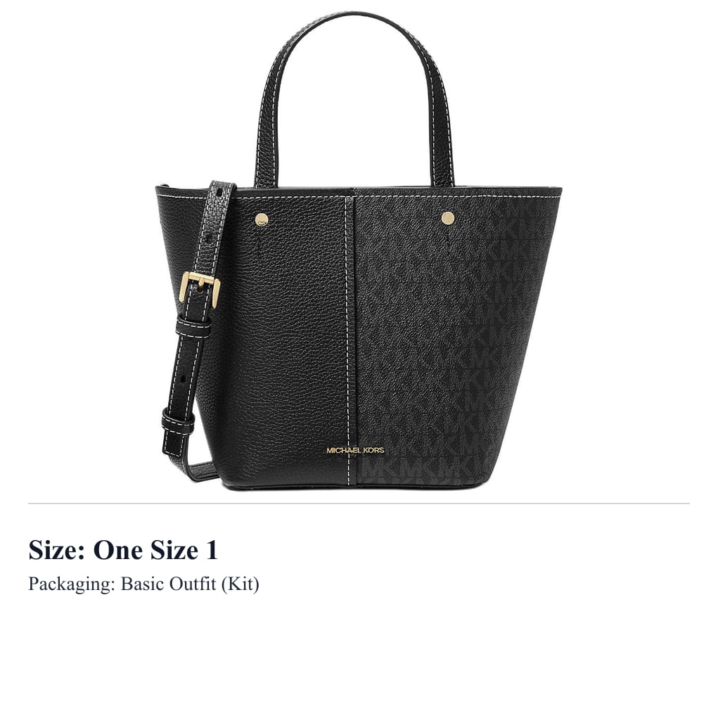 MICHAEL KORS Flora Adjustable Detachable Strap Coated Canvas Tote Handbag Medium Women's Black 32T5GFFC1B-BLACK
