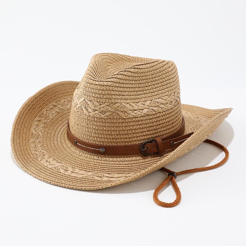 Summer Xinjiang Tourism Big Brim Straw Hat Sunshade Sun Protection Jazz Hat Ethnic Style Straw Weaving Western Cowboy Hat Children