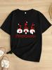 Christmas Graphic Women T Shirt Cute Gnome Snowman Printed Women Short Sleeve Summer Top Suitable Christmas Casual Clothing