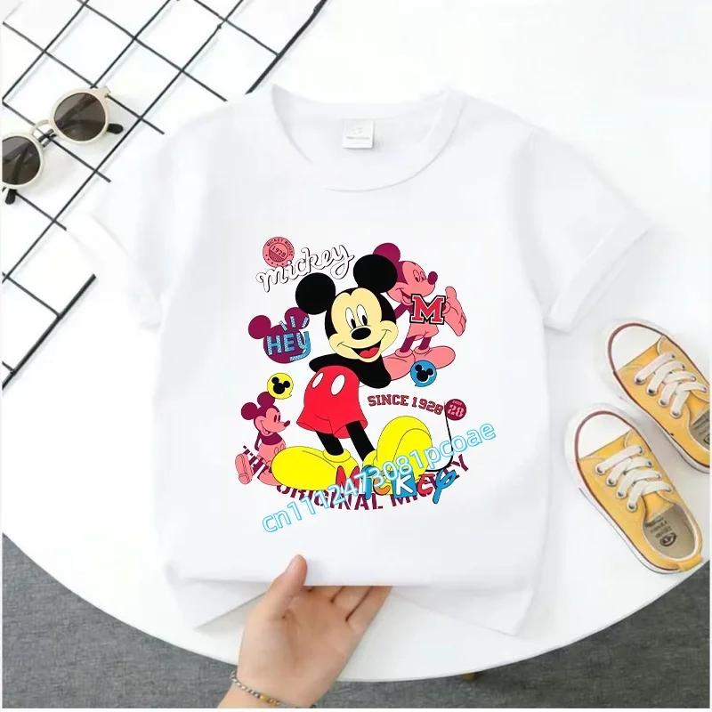 2026 Boys Girls Shortsleeved Printed Tshirt Mouse Cartoon Children 100 Cotton Soft Breathable Loose Sports Comfortable