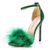 Sandali Sexy con Tacco Alto e Piume Donna Europei Americani Taglia Grande 46 Sandali con Tacco Alto a Bocca di Pesce Donna Scarpa da Donna a Bocca Bassa
