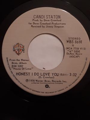 7inch Record CANDI STATON - Honest I Do Love You  WBS8691 Warner Bros. Re 1978 Canada Soul/Funk Used