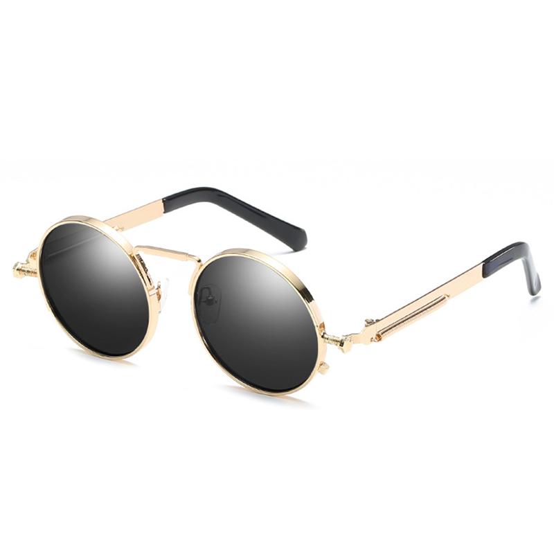 

Retro Punk Spring Leg Round Glasses Men Metal Myopia Lens Prescription Women 0 -0.5 -0.75 To -6.0 0