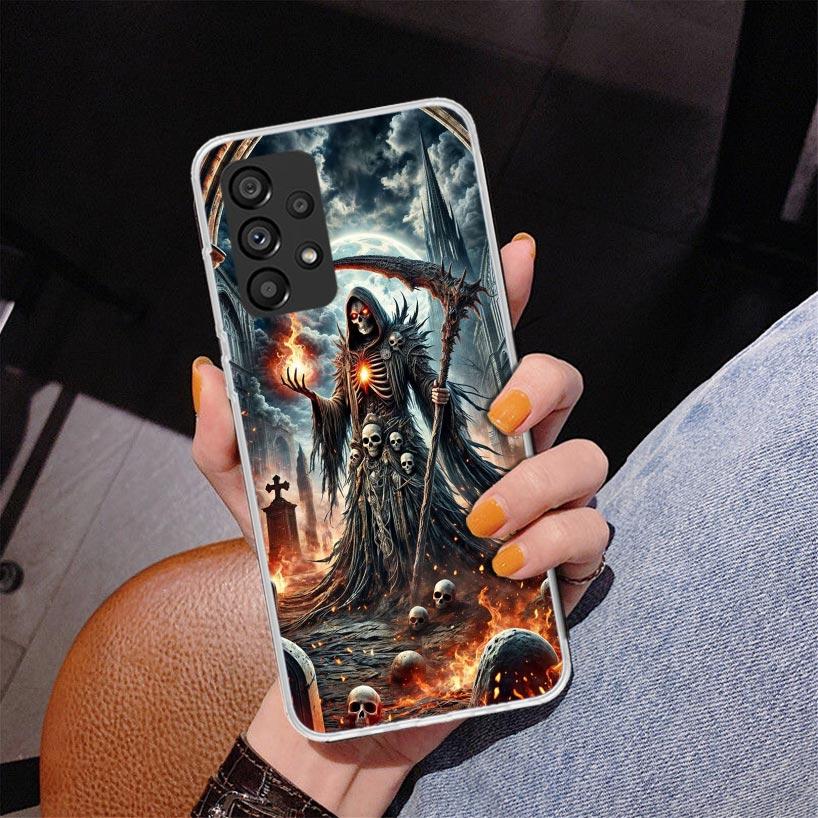 Death Grim Reaper Skull Scythe Phone Case For Samsung Galaxy A52 A32 A22 A12 A51 A31 A50S A30S A20S A10S Note 20 Ultra 10 Plus S