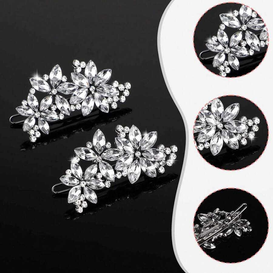 

2pc Minimalist Rhinestone Crystal Women s Hair Clip Bride Hair Accessories Banquet Daily Versatile Girls Sweet Jewelry Hair Comb