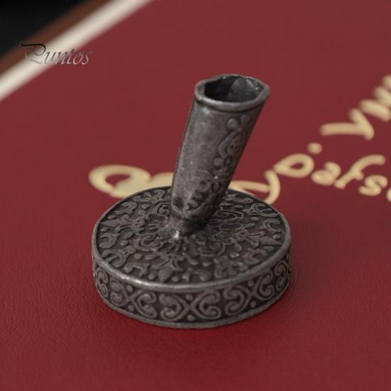 Vintage Desk Organizer Round Pen Holder, Durable Metal Exquisite Carved Desktop Ornament, Calligraphy Base Dip Pens And Quill Supply, for Decoration