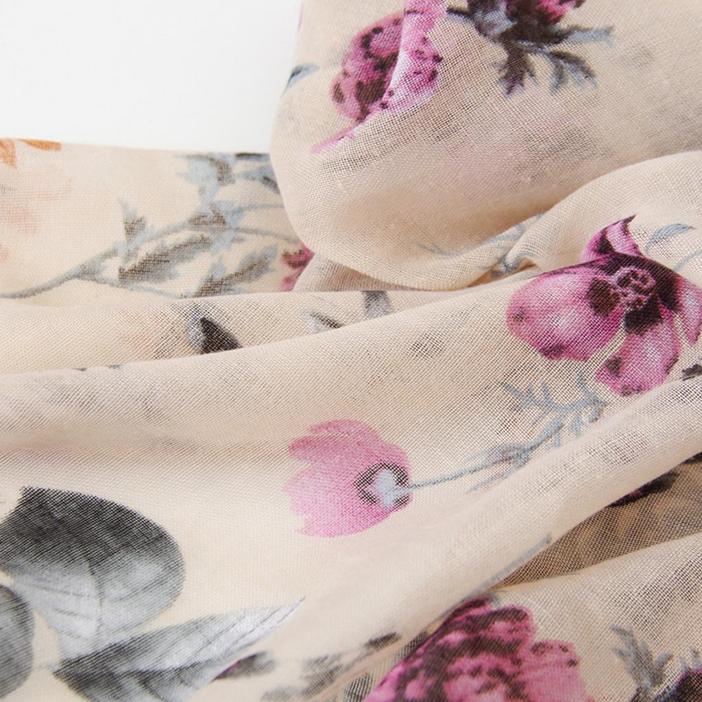 Flower Tassels Scarf for Spring Breathable Flower Shoulder Wrap Neck Shawl Multiuse Beach Wear Women Hijab Headscarf