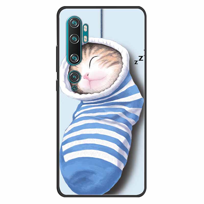 For Xiaomi Mi Note 10 Case Silicone Soft Owl Lion TPU Fashion Back Cover For Xiaomi Mi Note10 Cases Protective Printed Covers