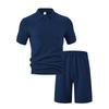 2026 New Men's Summer Casual Loose Fit T-Shirt Shorts Set Lapel Jacquard Thin Short-Sleeved Sports Polo Shirt Set