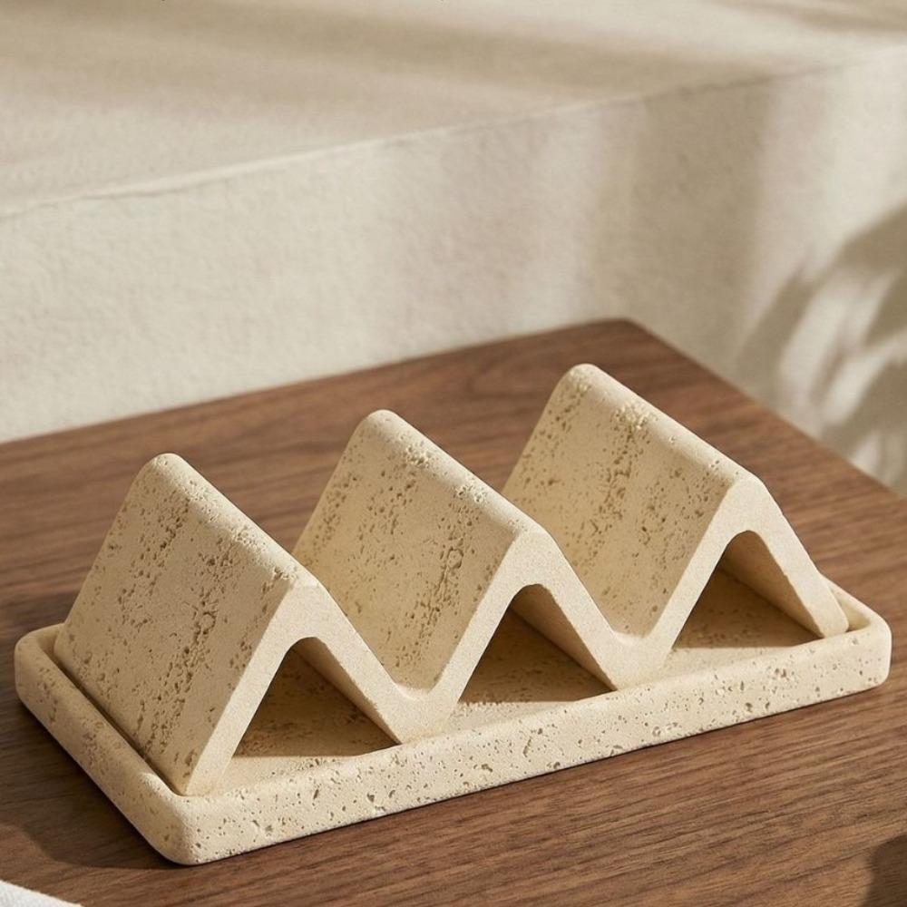 Natural Travertine Japanese Style Soap Dish Minimalist with Drainage Soap Holder Sandstone Wave Shaped Soap Tray Hotel Bathroom