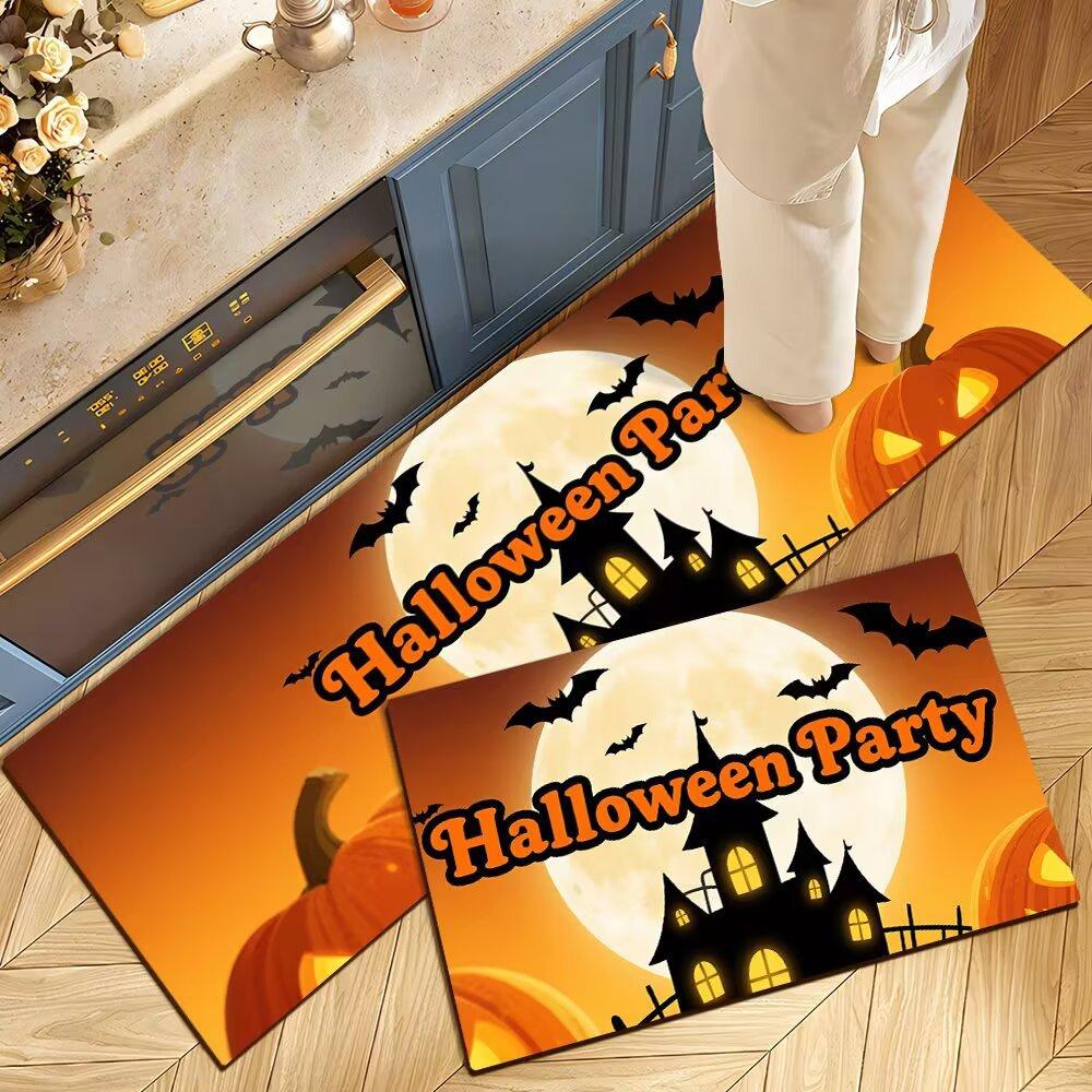 

Halloween Diatomaceous Earth 2-Piece Absorbent and Non-Slip Kitchen Rugs Dirty-Resistant Easy-Care Oil-Resistant Rugs 2PC 40x60 40x120CM