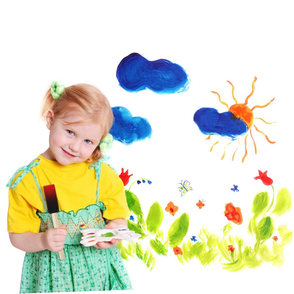 POPETPOP Sponge Paint Brush Set with Wooden Handles for Art and and Crafts 1-Inch Drawing, Painting, Staining, Varnishing,