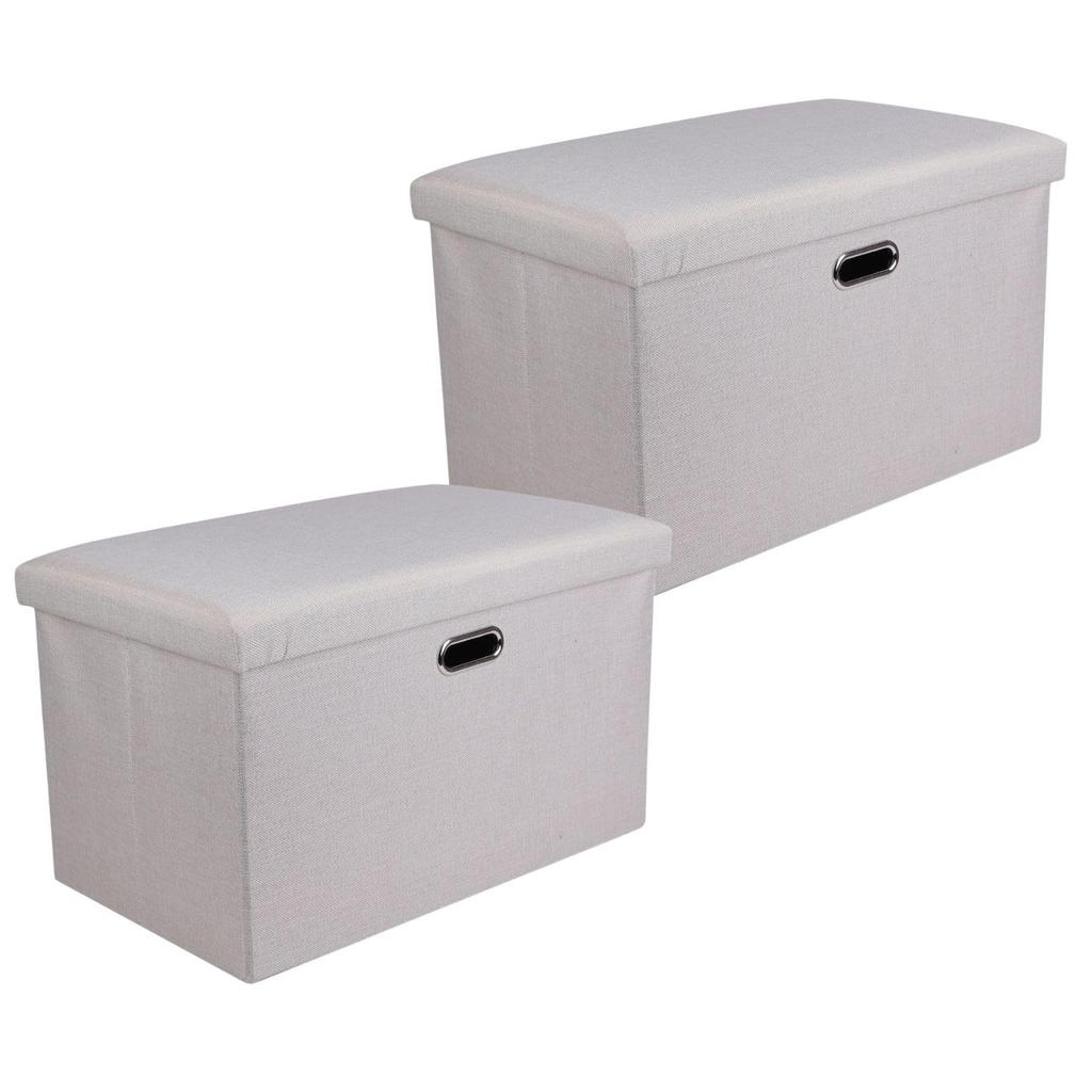 Mugenbo Ottoman Stool by Storage 120kg Weight Easy To with Lid and Handle Set of [Recommended Professionals!] Foldable, Capacity, Storage, Footrest,