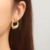 CARLIDANA Stainless Steel Chunky Texture Hoop Earrings Jewelry for Women Gold Plated Huggie Chunky Statement Stud Earrings