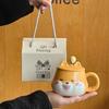 Creative Cute Shiba Inu Ceramic Cup With Lid High Value Wind Home Couple Water Cup With Hand Gift