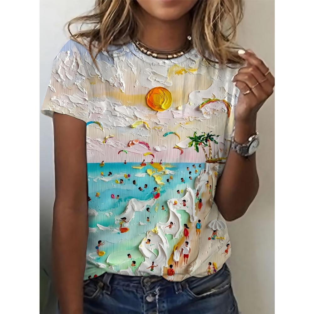 Summer Fashion Animal Printed Women's Plus Size Loose Comfortable Soft Breathable Lightweight Round Neck Short Sleeved T-shirt
