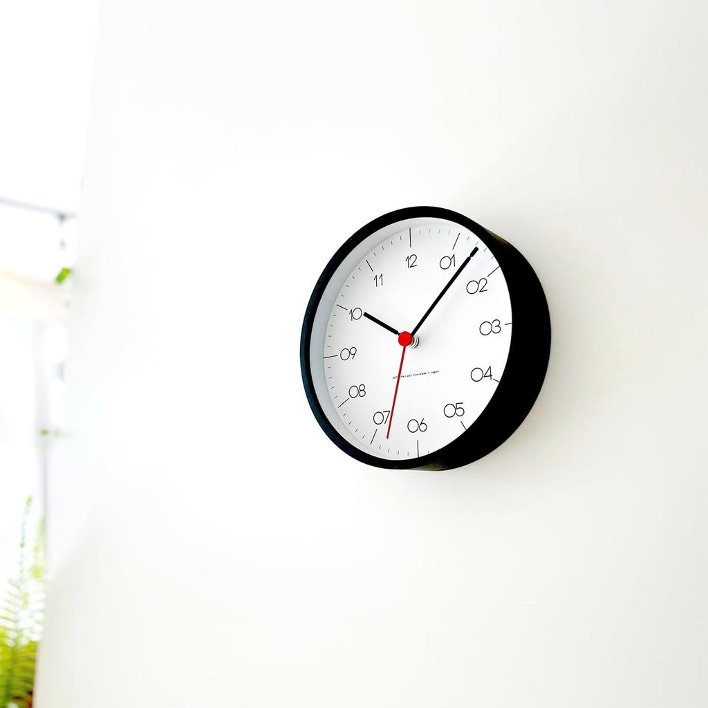 KATOMOKU plywood clock, 24S, black, km-151BKS, wall clock with continuous second hand, 20.2cm diameter (SKP quartz clock)
