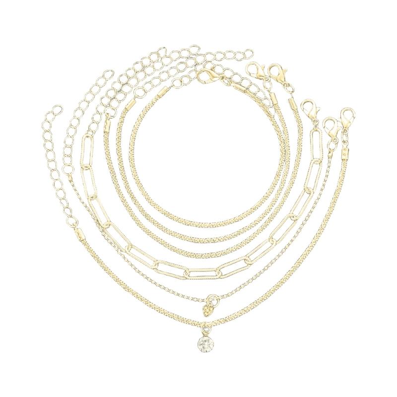 

Fashionable 6 Pieces Sparkling Bracelet Set Adjustable Hand Chain Multi-layer for Lady Girls Weddings and Parties 1