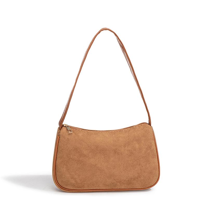 

Ladies bag summer new fashion solid color small square bag casual shoulder armpit bag one piece коричневый