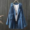 Cotton Yarn Hoodies Cardigan for Women Spring Japan Style Hooded Short Long Solid Shirts and Blouse Big Size Tops