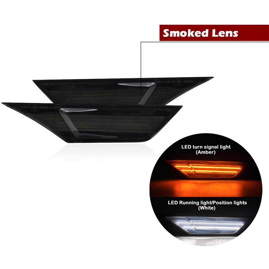 Car Switchback LED Side Marker Turn Signal Lamp Smoke For 2016+ Honda Civic 10th