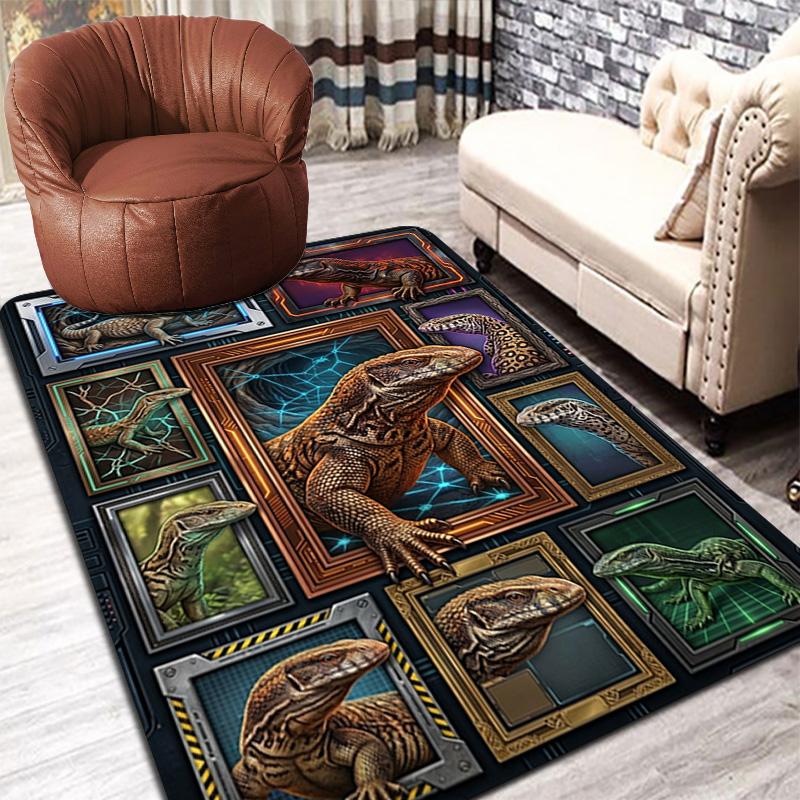 Monitor Lizard Collection Pattern Rug Floor Mat for Living Room or Bedroom Soft and Comfortable Carpet a Gift for Birthday and Holiday.